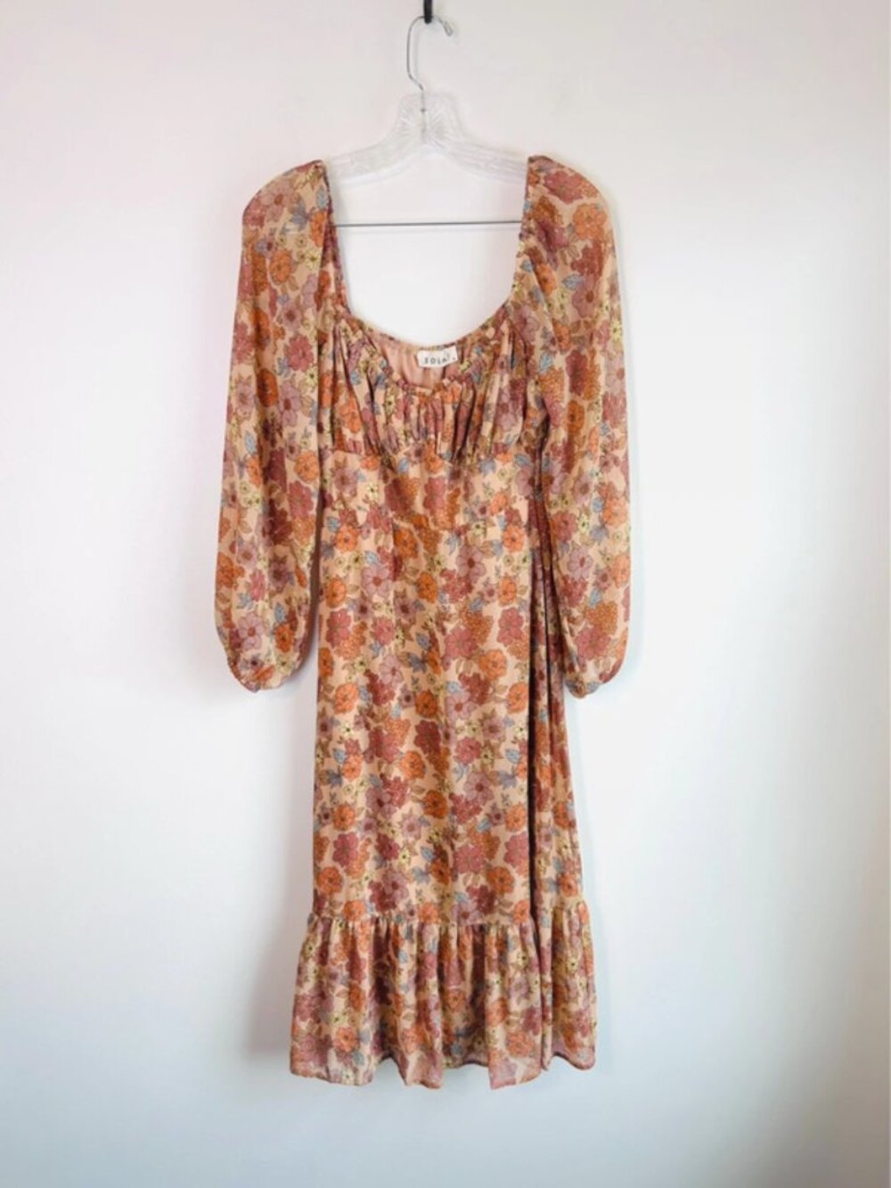 Solaí The Label Peach-Orange‎ Boho Floral Maxidress | Size S